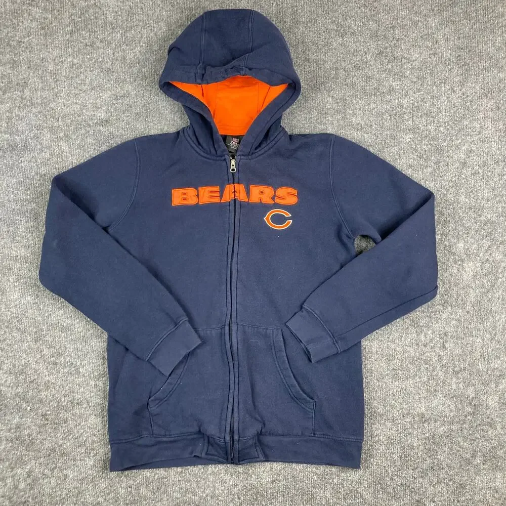 NFL Team Apparel‎ Hoodie Boys Size XL Navy Chicago Bears Full Zip Fleece Jacket